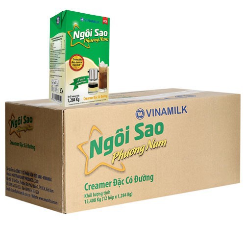 Creamer đặc Ngôi sao phương nam xanh lá Vinamilk hộp giấy 1284g Thùng 12 hộp